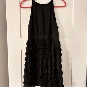 Diane Von Furstenberg Black Halter Ruffled Mini Dress